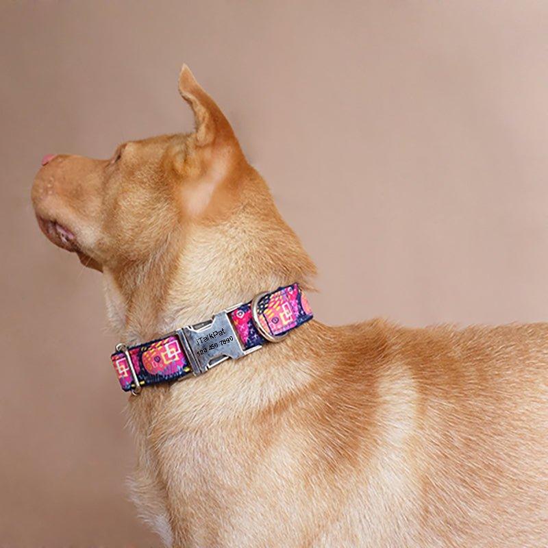 Graffiti Navy Personalized Dog Collar Set - iTalkPet