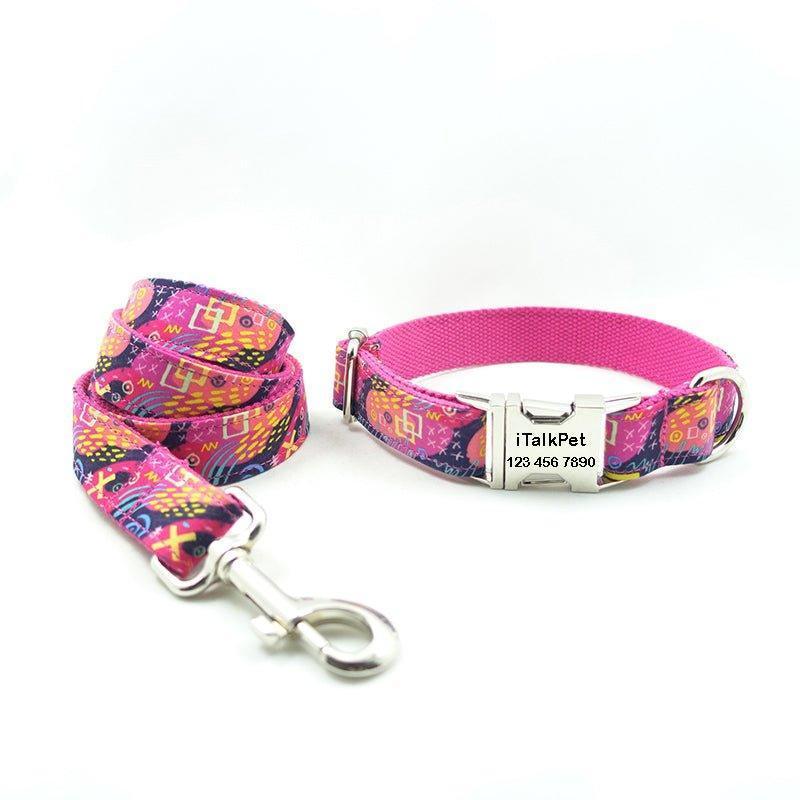 Graffiti Pink Personalized Dog Collar Set - iTalkPet