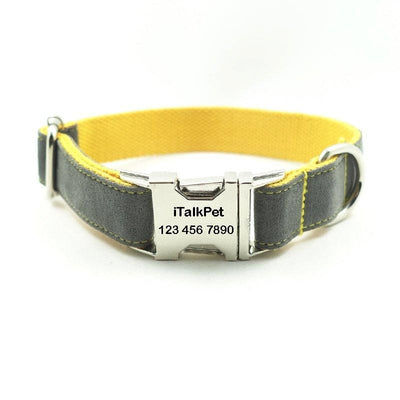 Gray & Yellow Personalized Dog Collar Set - iTalkPet
