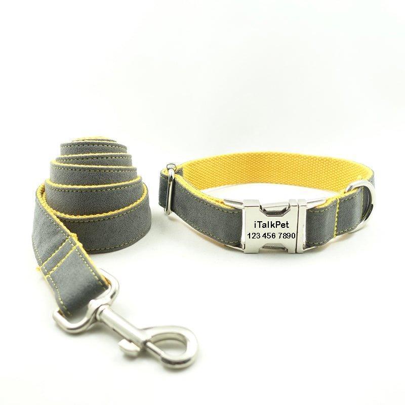 Gray & Yellow Personalized Dog Collar Set - iTalkPet