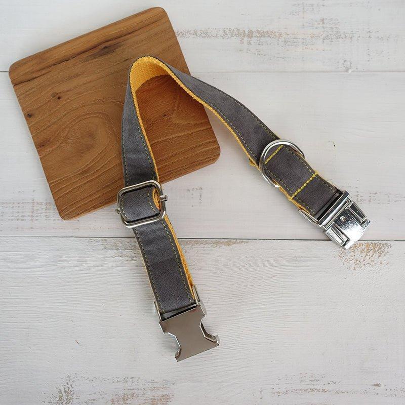 Gray & Yellow Personalized Dog Collar Set - iTalkPet