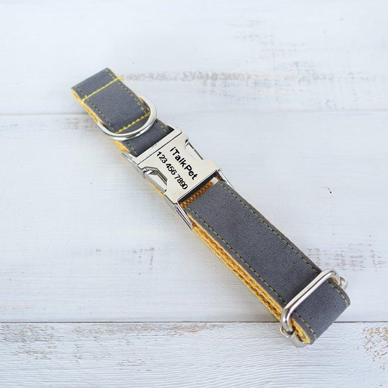 Gray & Yellow Personalized Dog Collar Set - iTalkPet