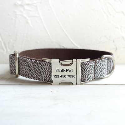 Gray Brown Suit Personalized Dog Collar Set - iTalkPet