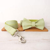 Green Plaid Personalized Dog Collar Set - iTalkPet