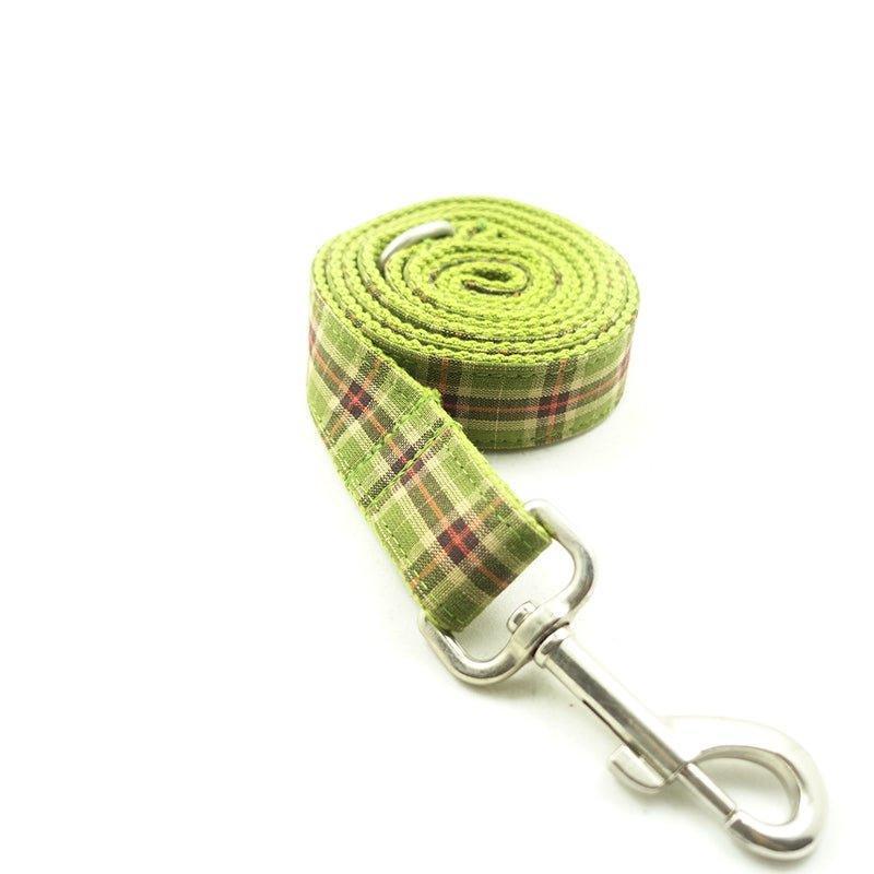 Green Plaid Personalized Dog Collar Set - iTalkPet