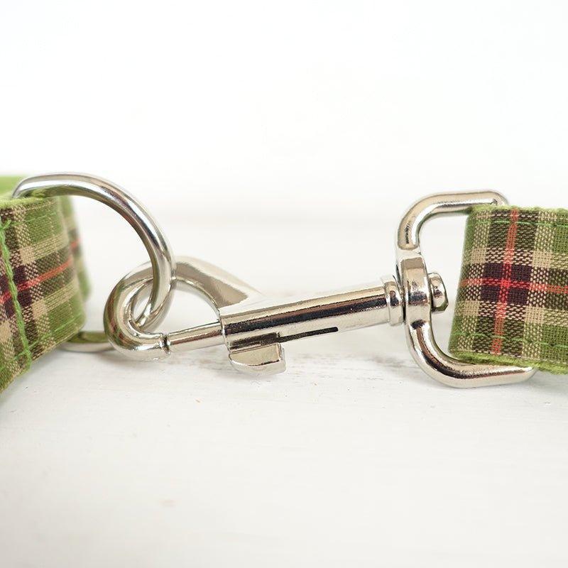 Green Plaid Personalized Dog Collar Set - iTalkPet