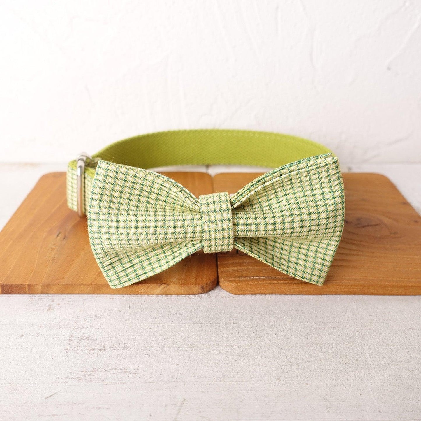 Green Plaid Personalized Dog Collar Set - iTalkPet