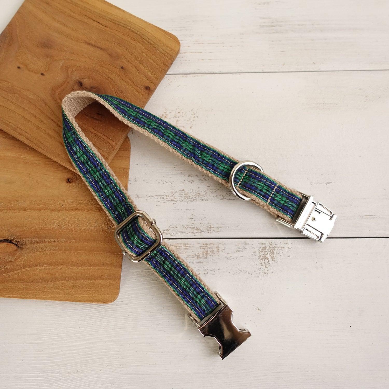 Green Stripe Soft Personalized Dog Collar Set - iTalkPet