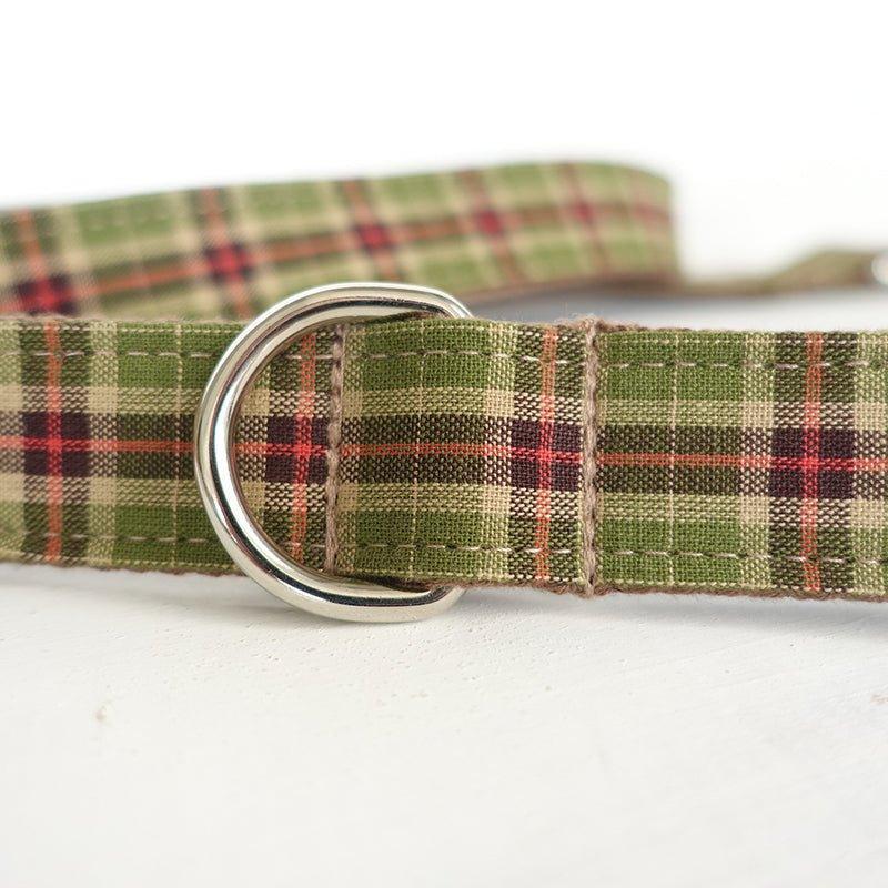 Green Tree Plaid Personalized Dog Collar Set - iTalkPet