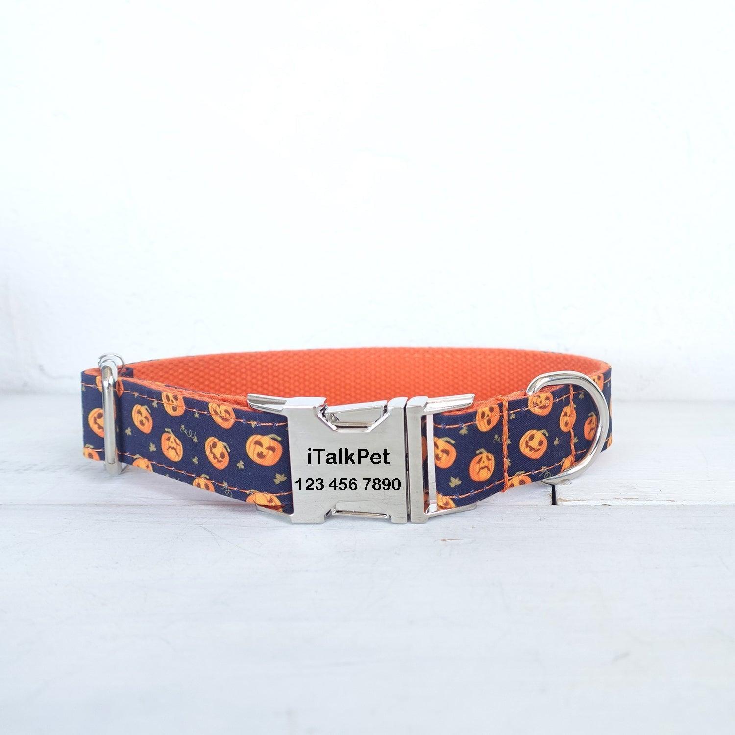Helloween Pumpkin Personalized Dog Collar Set - iTalkPet