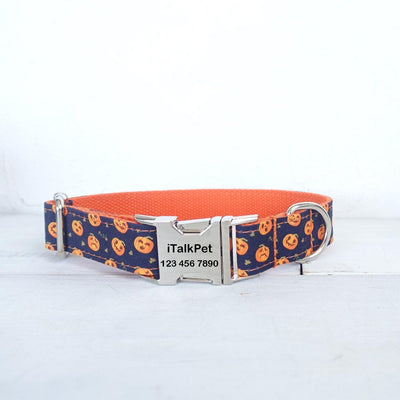 Helloween Pumpkin Personalized Dog Collar Set - iTalkPet