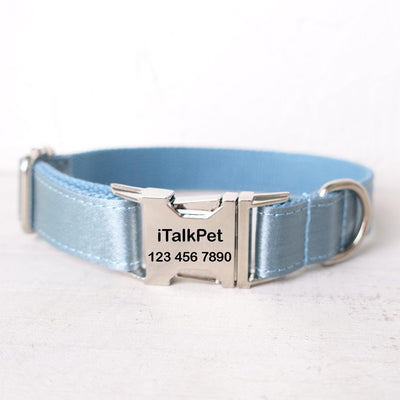 Ice Blue Personalized Dog Collar Set - iTalkPet