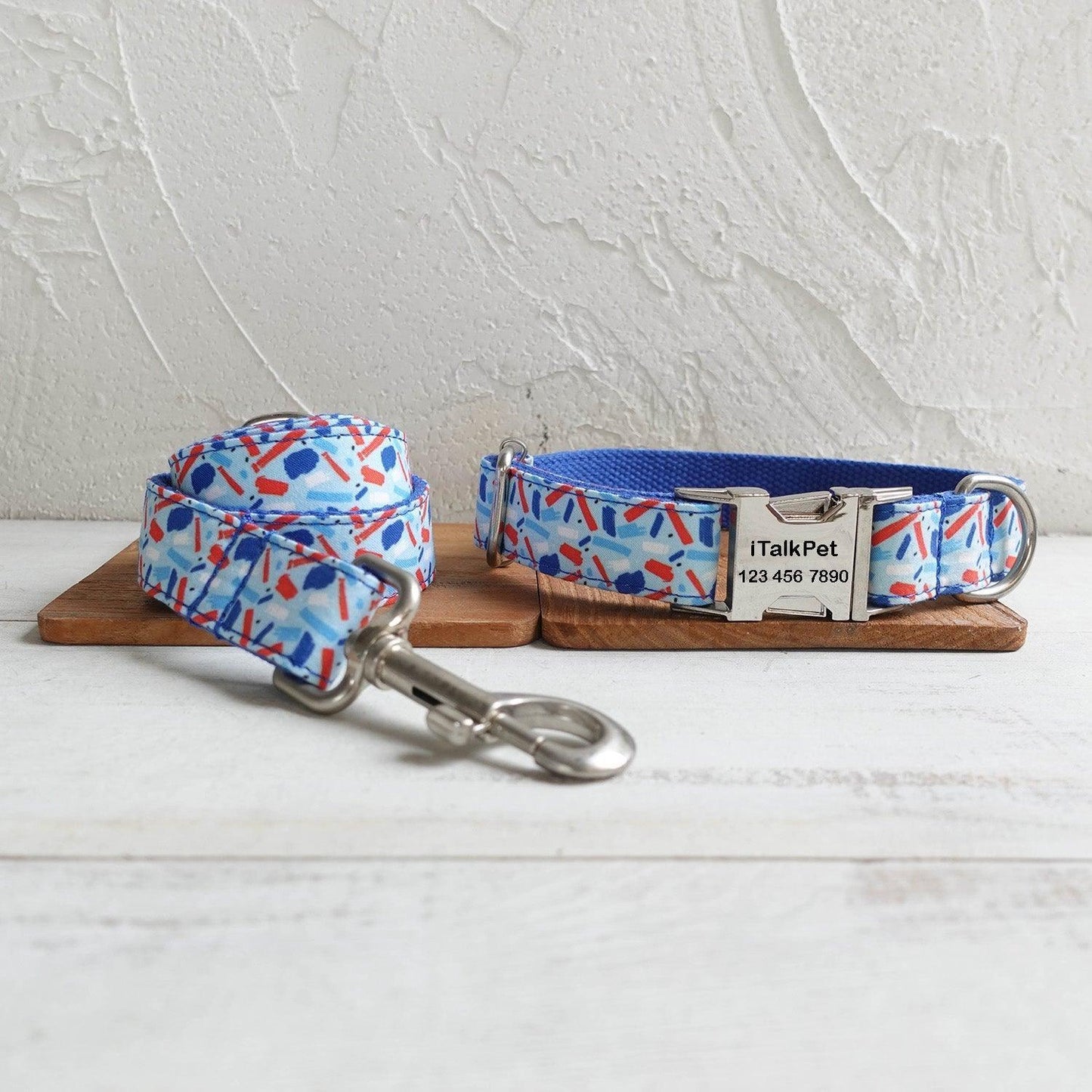 Jelly Blue Personalized Dog Collar Set - iTalkPet