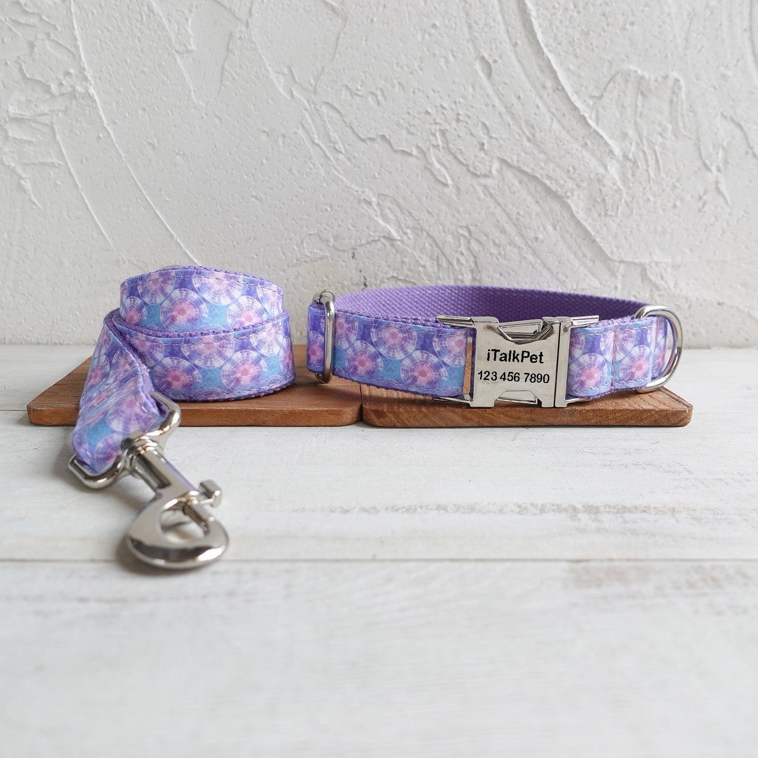 Jellyfish Purple Personalized Dog Collar Set - iTalkPet