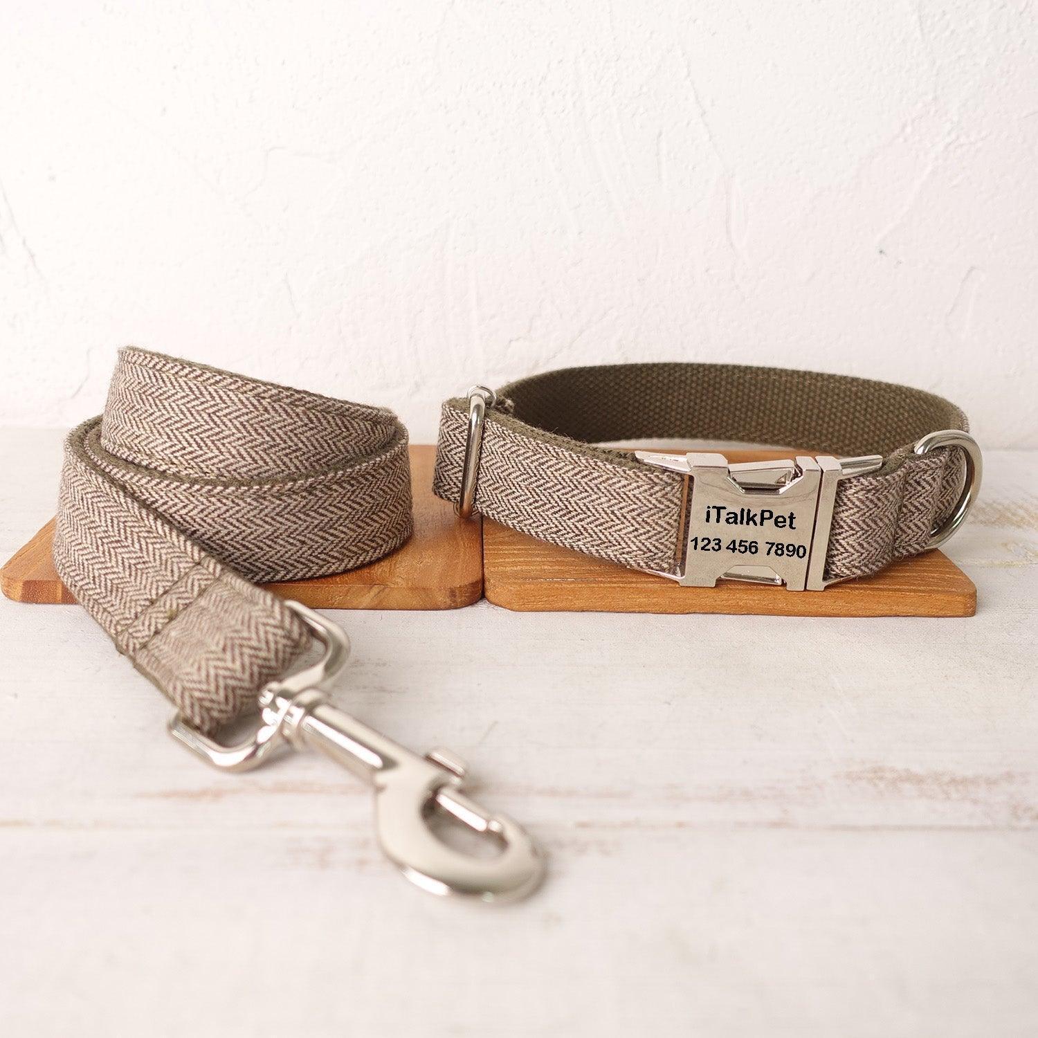 Light Brown Suit Personalized Dog Collar Set - iTalkPet