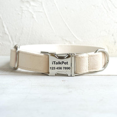 Milk White Personalized Dog Collar Set - iTalkPet