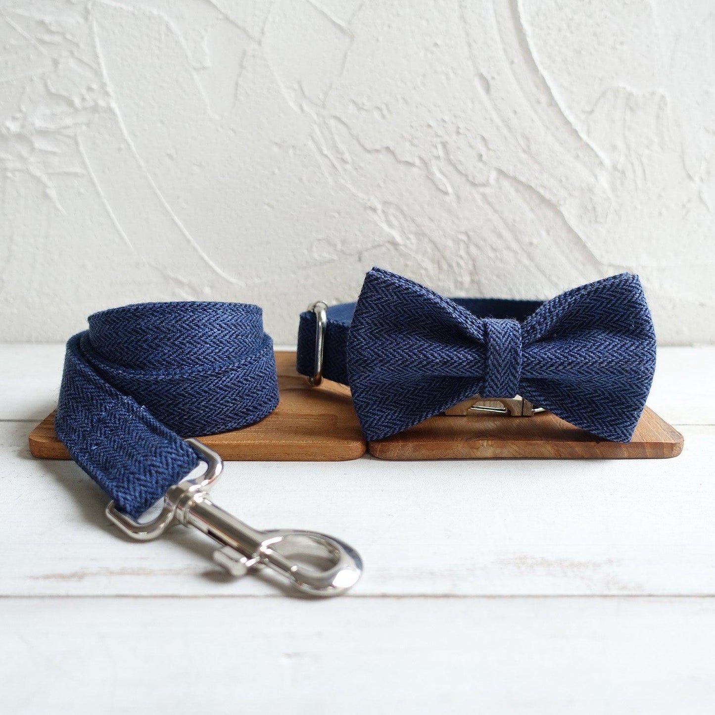 Navy Suit Personalized Dog Collar Set - iTalkPet