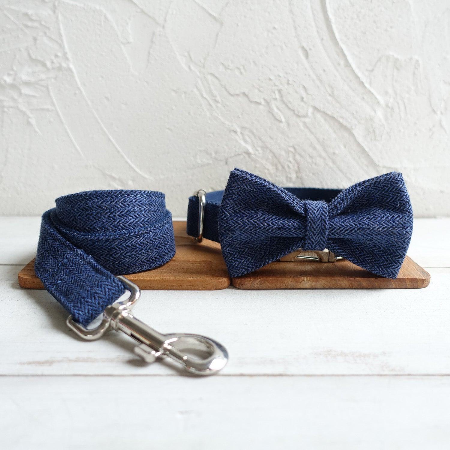 Navy Suit Personalized Dog Collar Set - iTalkPet