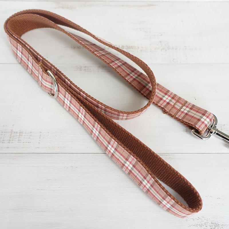 Orange Pink Plaid Personalized Dog Collar Set - iTalkPet