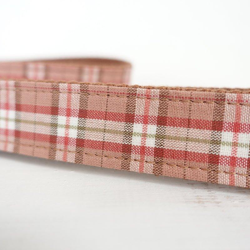 Orange Pink Plaid Personalized Dog Collar Set - iTalkPet