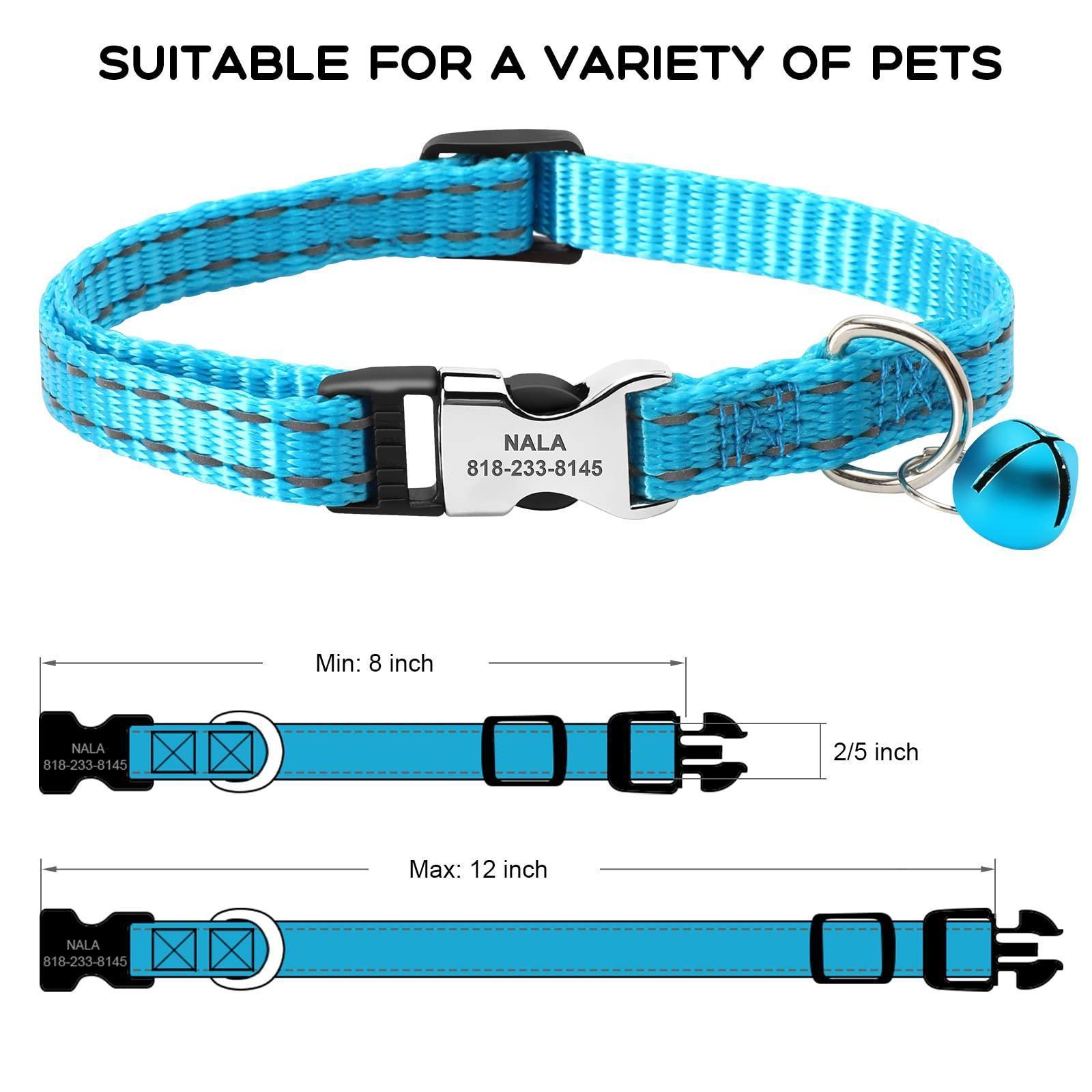 Personalized Cat Collar - Adjustable Reflective Cat Collar with Bell - iTalkPet