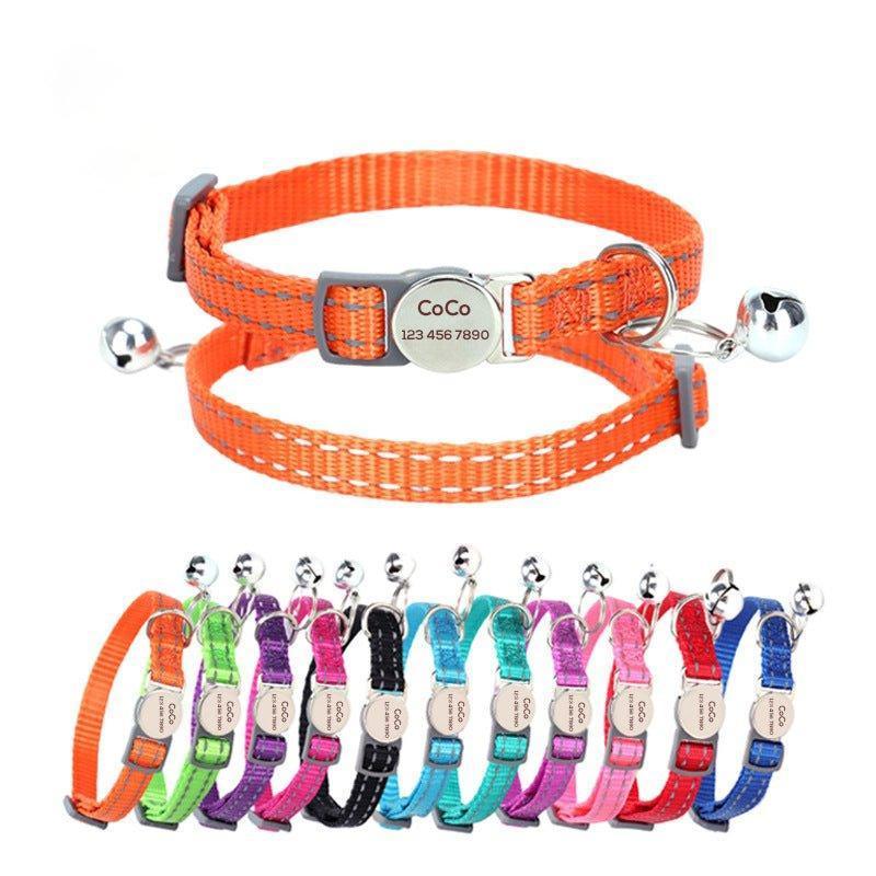 Personalized Cat Collar with Bell - Adjustable Reflective Kitten Collar - Quick Release - iTalkPet