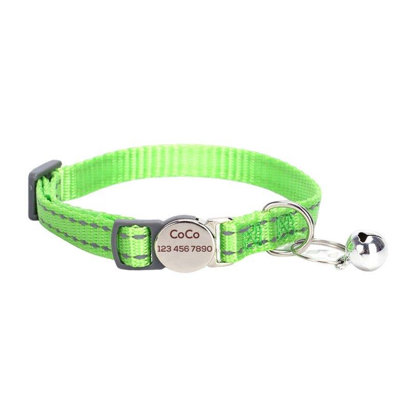 Personalized Cat Collar with Bell - Adjustable Reflective Kitten Collar - Quick Release - iTalkPet