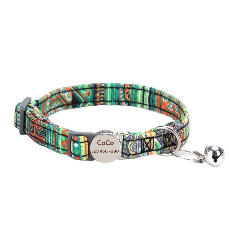 Personalized Cat Collar with Bell, Quick Release Adjustable Colorful Custom Collar - iTalkPet