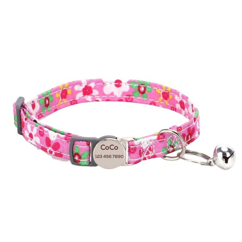 Personalized Cat Collar with Bell, Quick Release Adjustable Colorful Custom Collar - iTalkPet