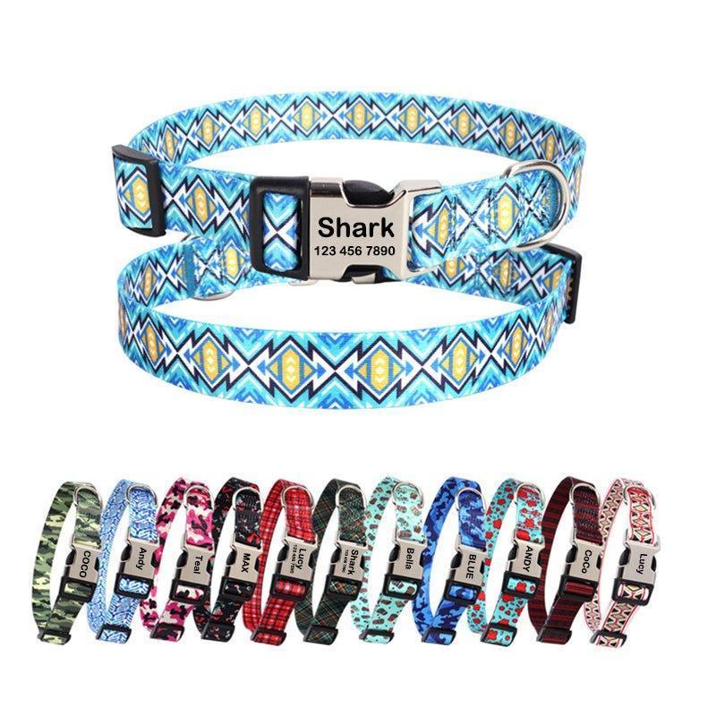 Personalized Colorful Custom Dog Collar with Engraved ID Name and Phone Number - iTalkPet