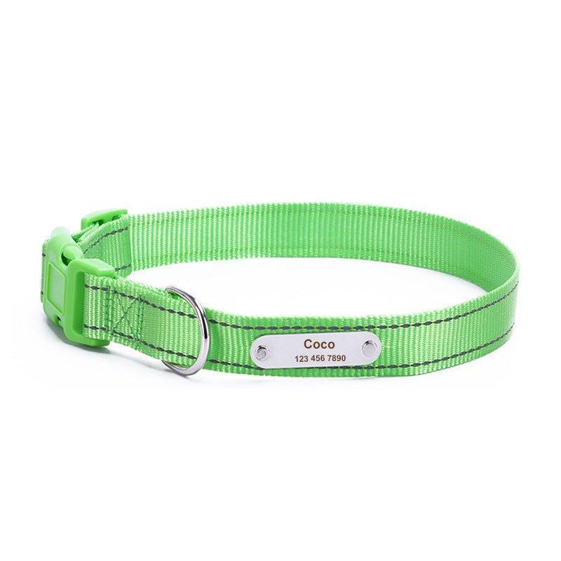 Personalized Dog Collar - Reflective Custom Embroidered with Pet Name and Phone Number - iTalkPet