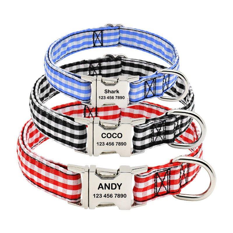 Personalized Dog Collar with Metal Buckle - Stripe Custom Pet Collars - iTalkPet