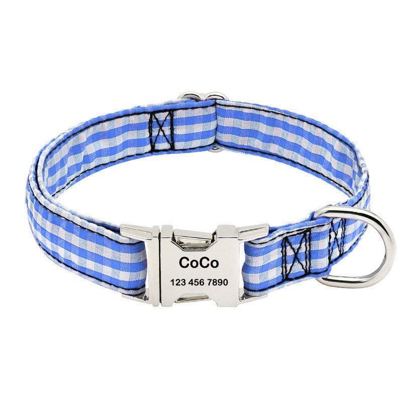 Personalized Dog Collar with Metal Buckle - Stripe Custom Pet Collars - iTalkPet