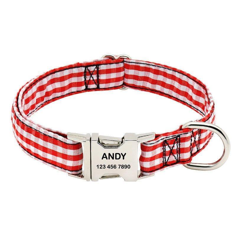 Personalized Dog Collar with Metal Buckle - Stripe Custom Pet Collars - iTalkPet