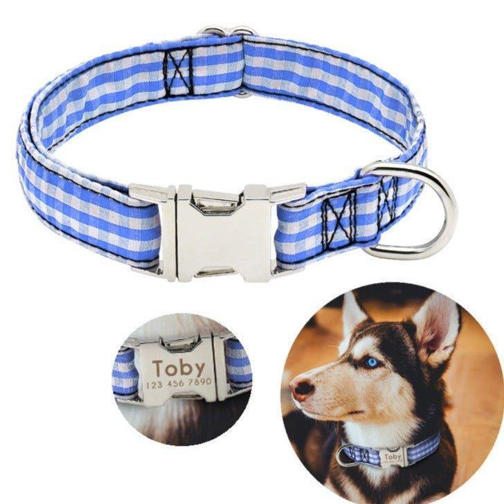 Personalized Dog Collar with Metal Buckle - Stripe Custom Pet Collars - iTalkPet