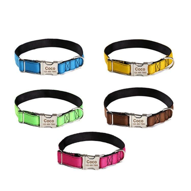 Personalized Dog Collars - Custom Nylon Pet Collars - Engraved Metal Buckle with Name and Phone Number - iTalkPet