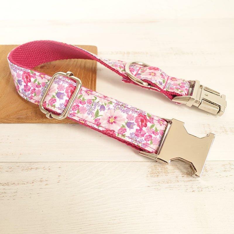 Pink Flower Personalized Dog Collar Set - iTalkPet