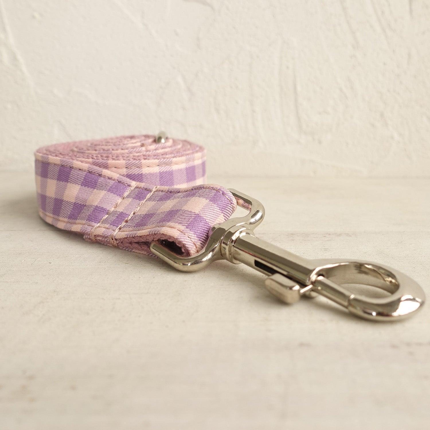 Pink Purple Plaid Personalized Dog Collar Set - iTalkPet