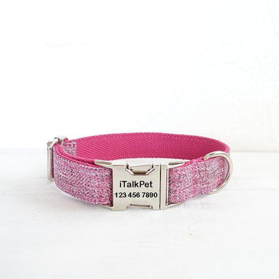 Pink Suit Personalized Dog Collar Set - iTalkPet