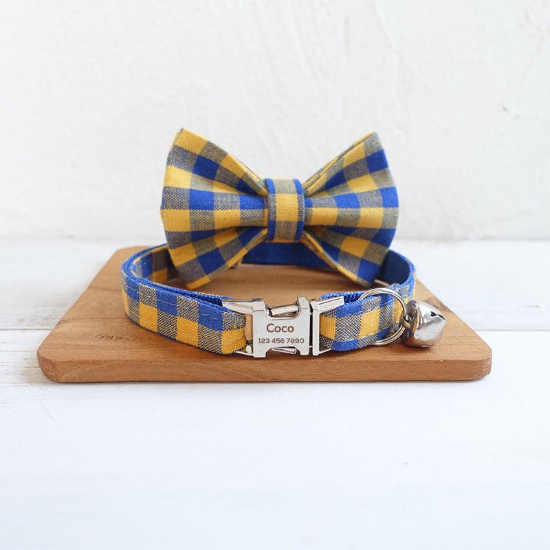 Plaid Custom Cat Collar with Bow Tie - iTalkPet