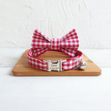 Plaid Personalized Cat Collar with Bow Tie - iTalkPet