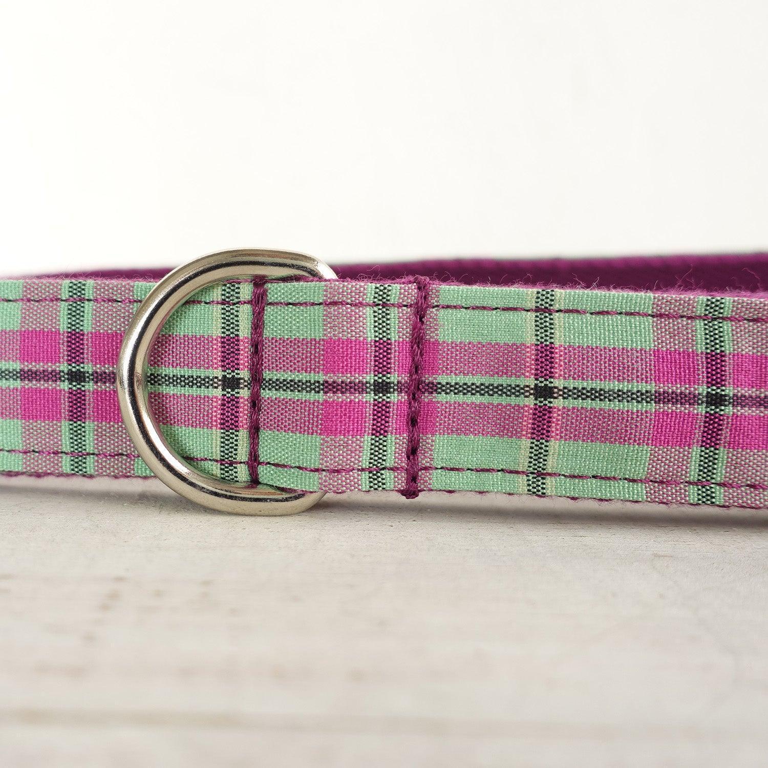 Purple Mint Plaid Personalized Dog Collar Set - iTalkPet