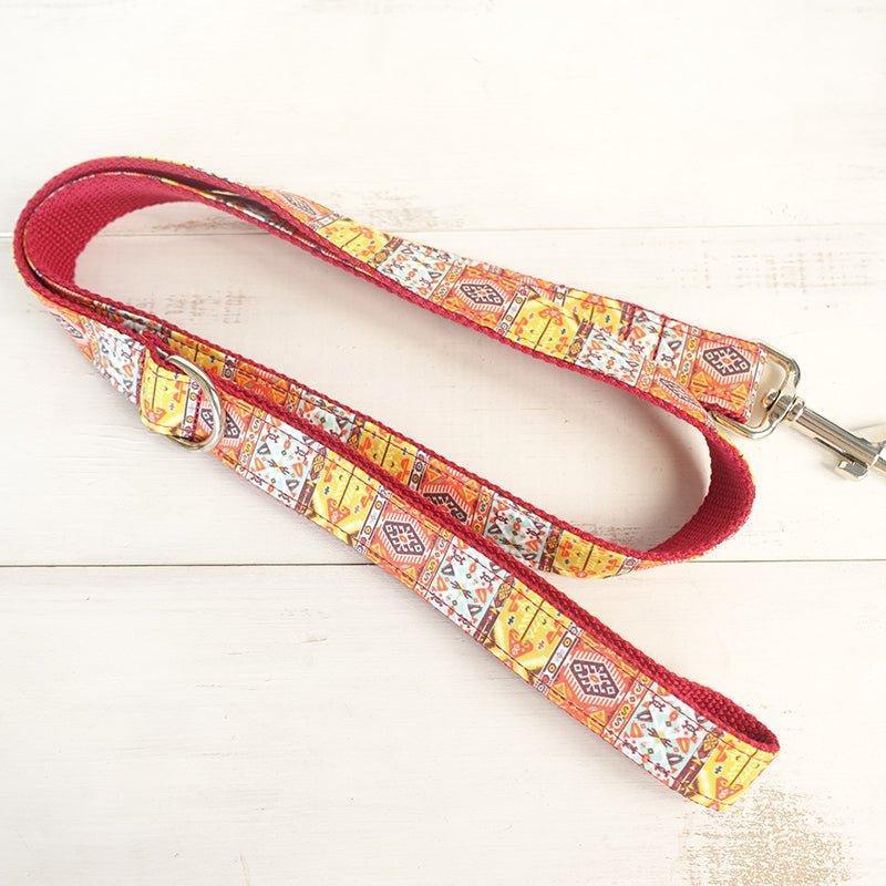 Red Bohemian Personalized Dog Collar Set - iTalkPet