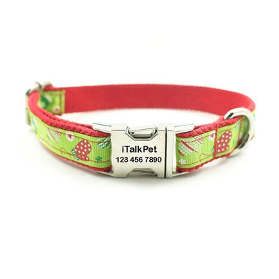 Red Green Cut Soft Personalized Dog Collar Set - iTalkPet