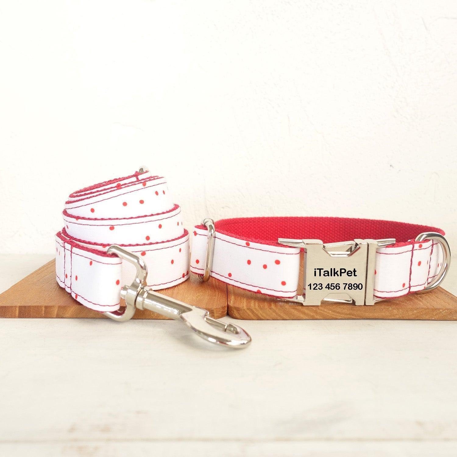 Red Ink White Personalized Dog Collar Set - iTalkPet