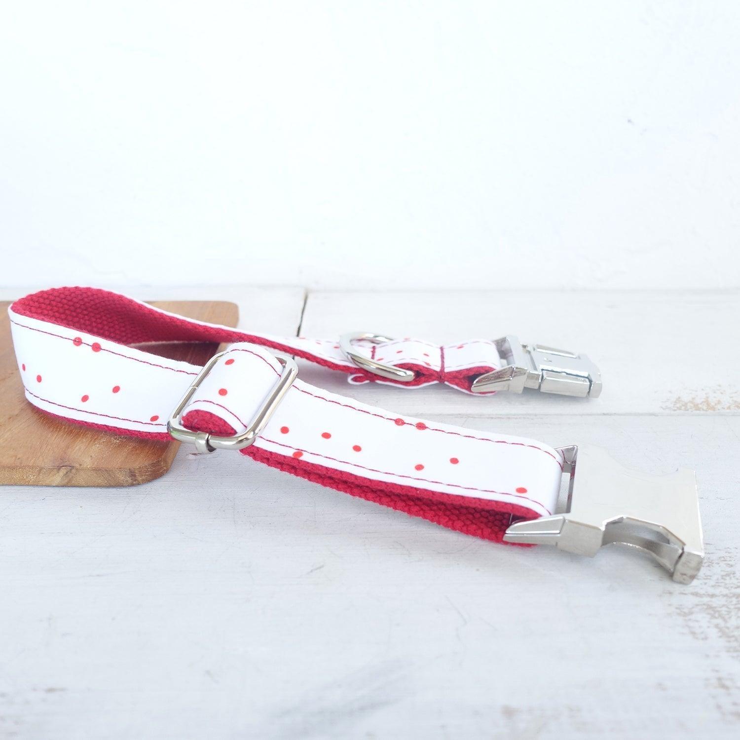 Red Ink White Personalized Dog Collar Set - iTalkPet