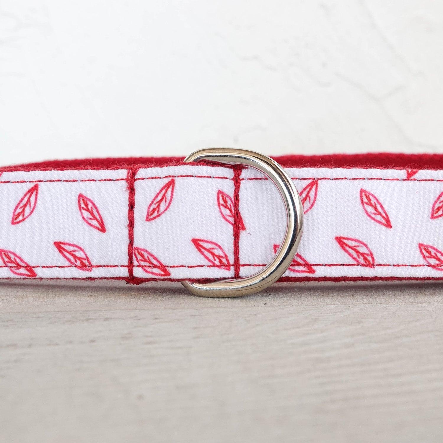 Red Leaf White Personalized Dog Collar Set - iTalkPet