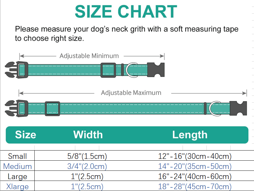 Reflective Dog Collar - Adjustable Soft Neoprene Padded Breathable Nylon Pet Collar - iTalkPet