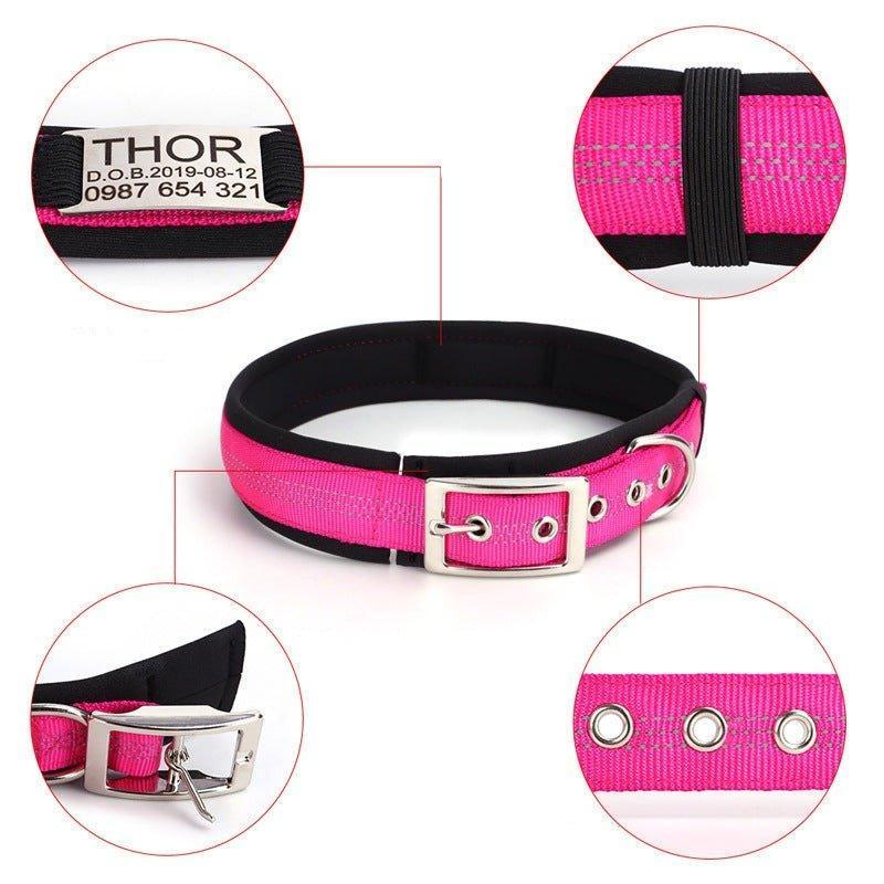 Reflective Engraved Nylon Dog Collar Personalized with Slide on ID Tag - iTalkPet