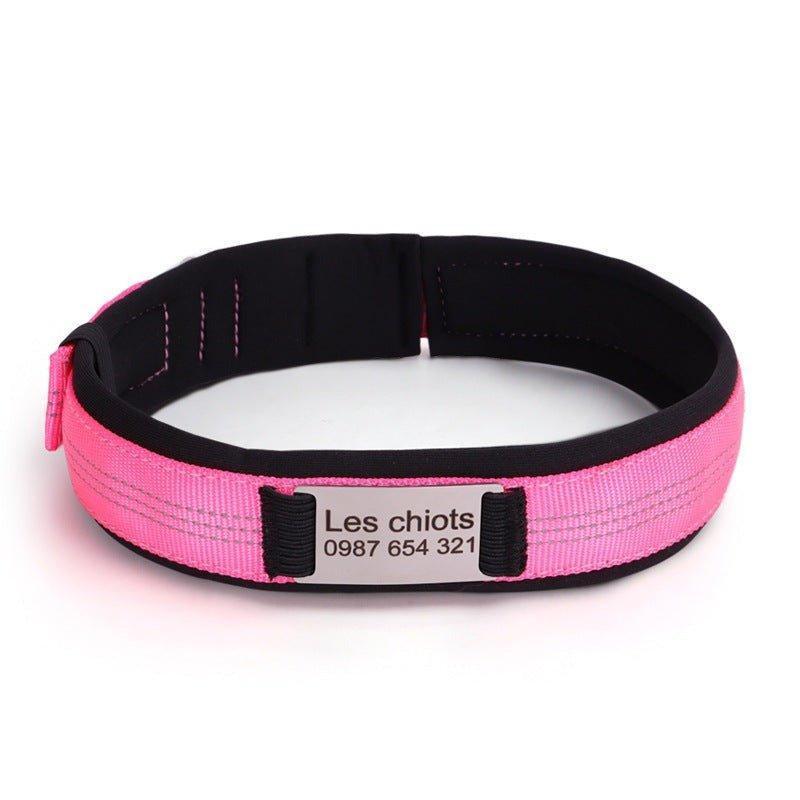 Reflective Engraved Nylon Dog Collar Personalized with Slide on ID Tag - iTalkPet